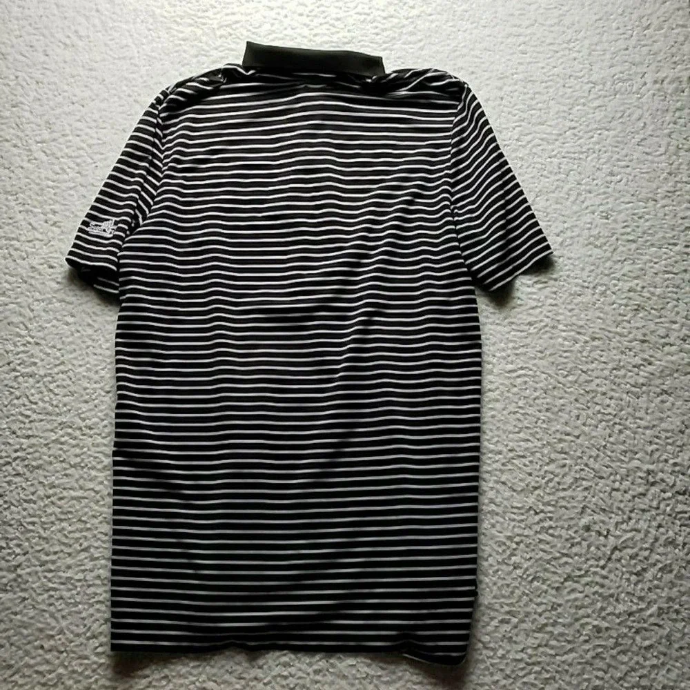 RLX Ralph Lauren Polo Shirt Mens M Black Stripe Sugar Creek Golf Logo Knit Top